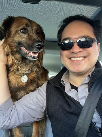 Dog is my copilot (light shirt edition)