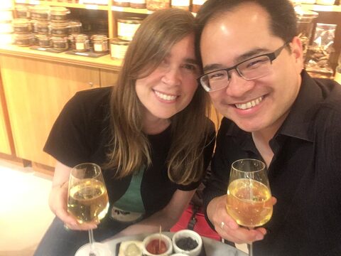 Holly and I celebrating a home milestone at a wine bar in Dogpatch