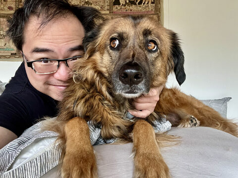 Hana, like all dogs, loves being hugged, without reservation