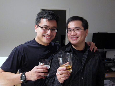 Simon and I long ago, looking young and upstanding